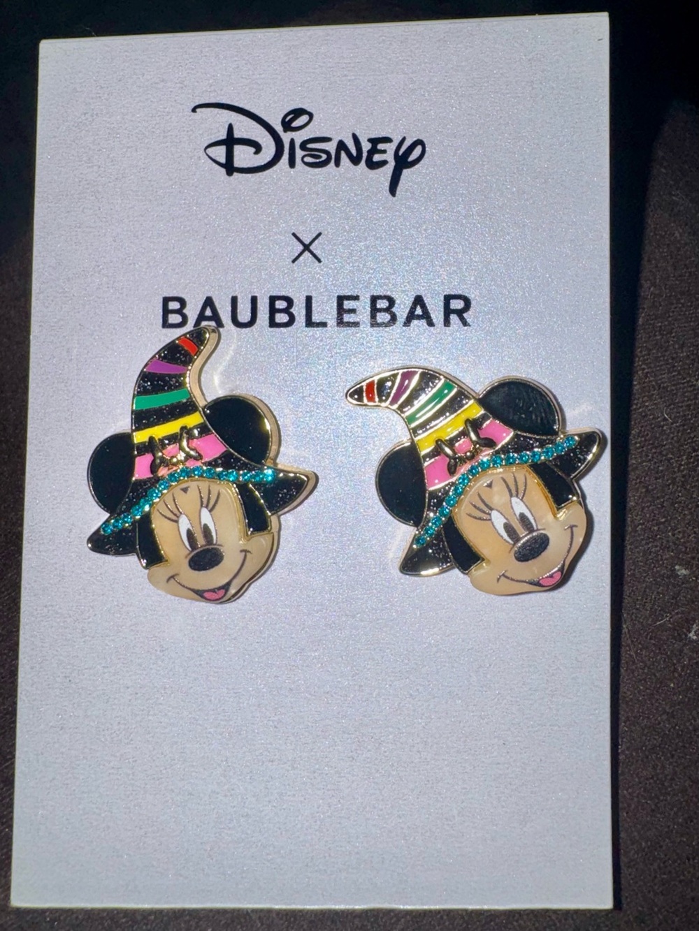Disney Minnie Mouse Witch Hat Stud Earrings - Black, Pink, Green, Yellow, Blue